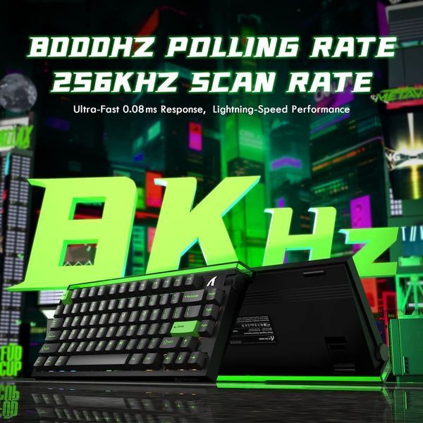 Магнітна клавіатура Attack SHARK R85 HE / Rapid Trigger / 8к Гц / Black Green KB-125 фото