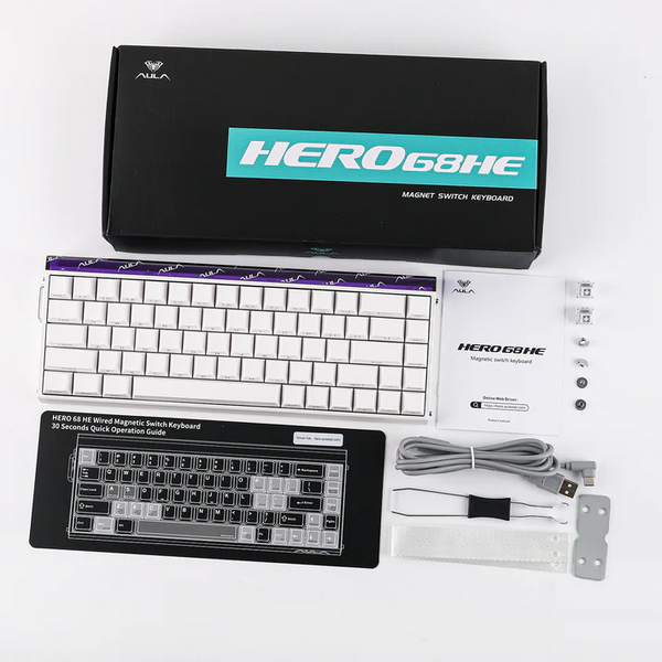 Ігрова магнітна клавіатура AULA HERO 68 HE / Magnetic Hall Effect / Meteor Magnetic Switch / 8000 Г / RGB / White / Білий 103 фото