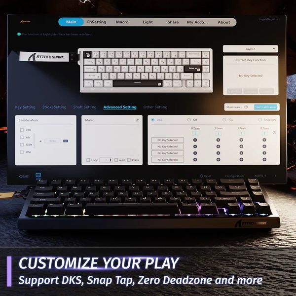 Ігрова клавіатура Attack Shark X68 HE Black / RGB / Rapid Trigger 63 фото