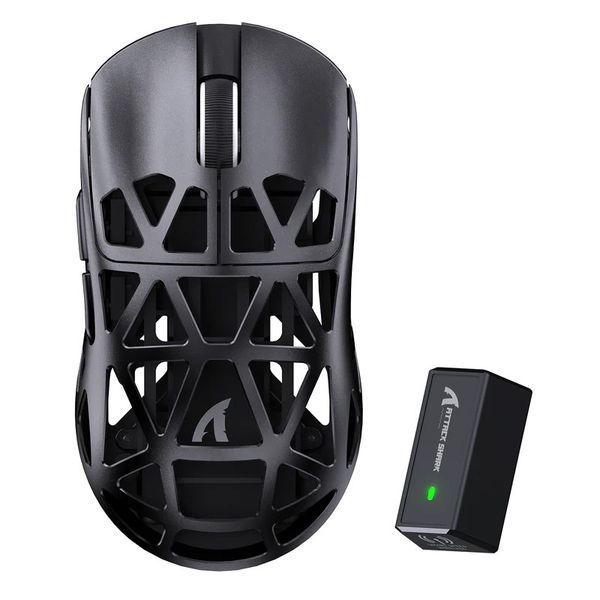 Ігрова бездротова мишка ATTACK SHARK R2 / Tri-Mode / 8000Hz / PAW3950MAX / 42000 DPI / Black MS-109 фото