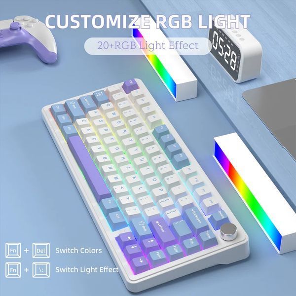 Игровая механическая клавиатура Attack Shark X85 / White - Blue / RGB / Hot Swap 97 фото