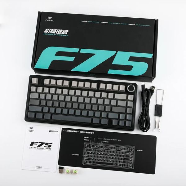 Клавіатура механічна безпровідна Aula F75 / RGB / HOT SWAP / Black Gradient 08 фото